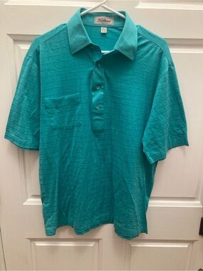 Vintage Titleist Men’s Teal Short-Sleeve Polo with Subtle Grid Texture
